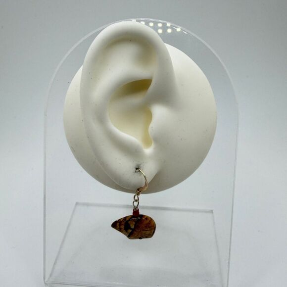 Unique Picture Jasper carved "bear" dangle earrings with sterling silver hooks! - Picture 14 of 15
